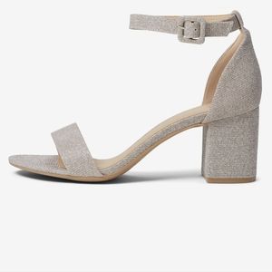 Gold shimmer Chinese Laundry ankle strap block heel sandals size 9.5